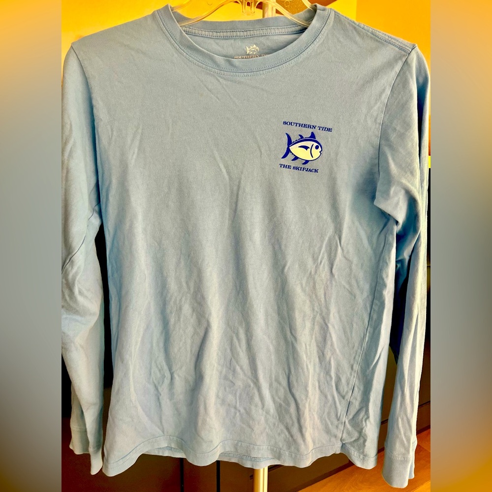 Southern Tide Youth XL Blue Long Sleeve T-Shirt Skipjack logo
